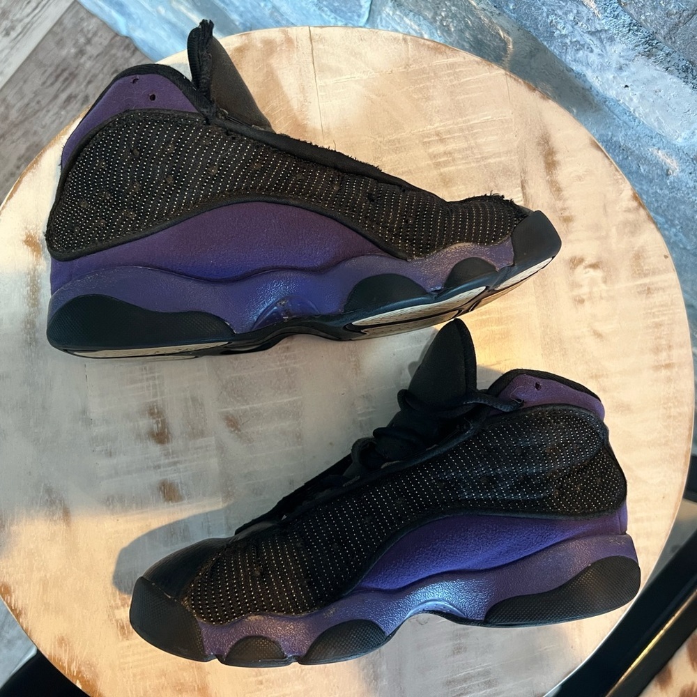Nike Air Jordan 13 Court Purple Size 3 Black and Purple Sneakers 414575-015 - Picture 5 of 7